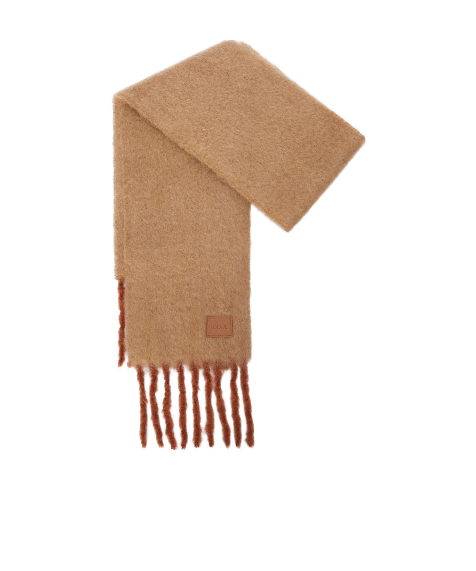 Shop Loewe Scarf In Mohair And Wool Blend In Brown