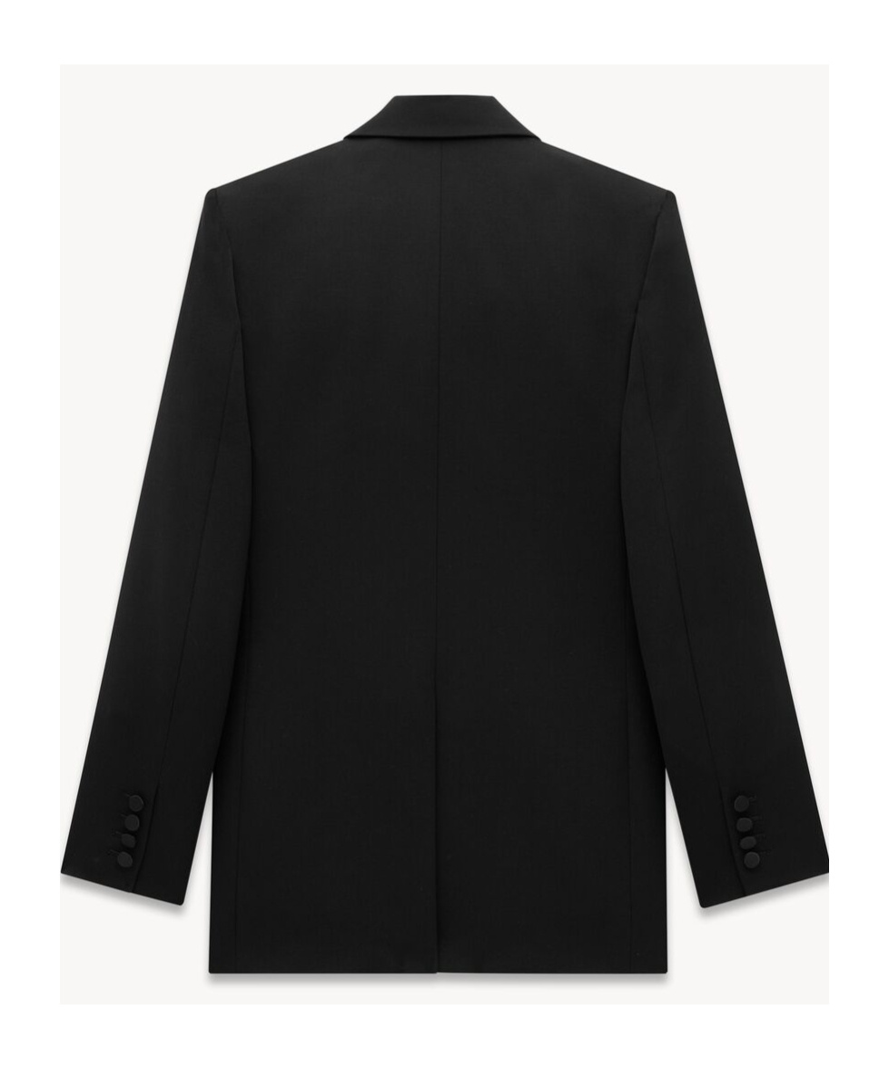Saint Laurent Double-breasted Long-sleeved Blazer In Black