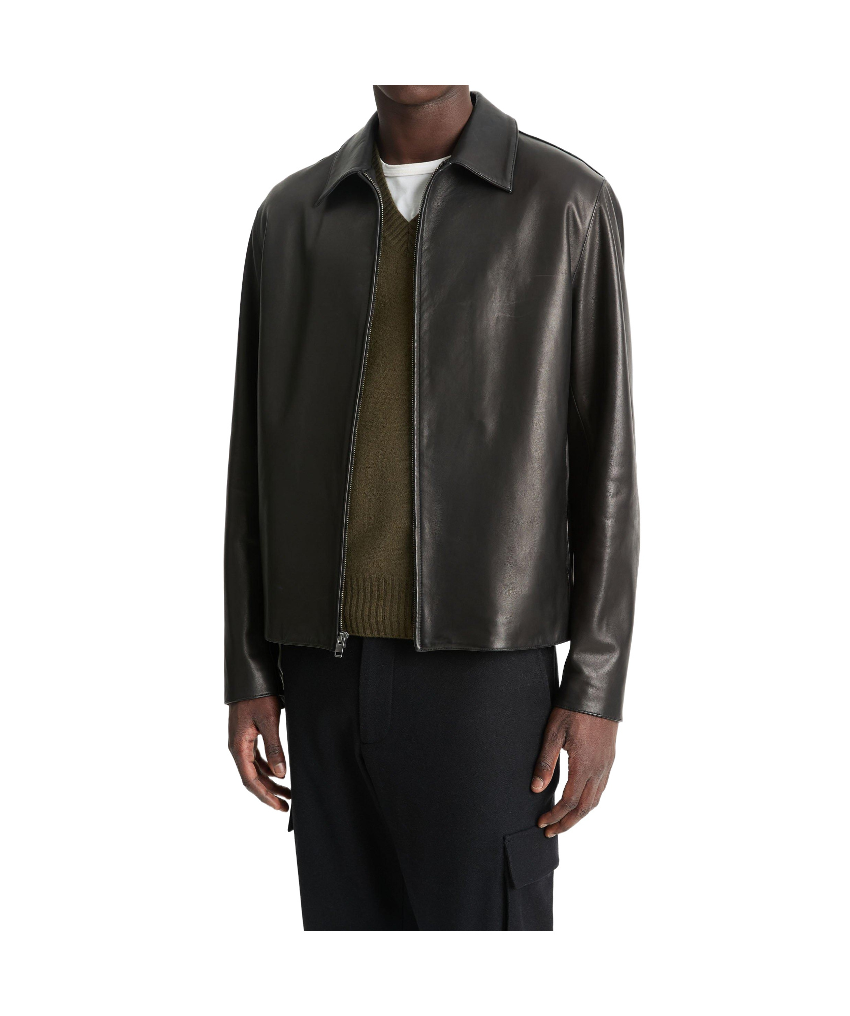 Vince Collared Long Sleeves Smooth Finish Jackets In Black