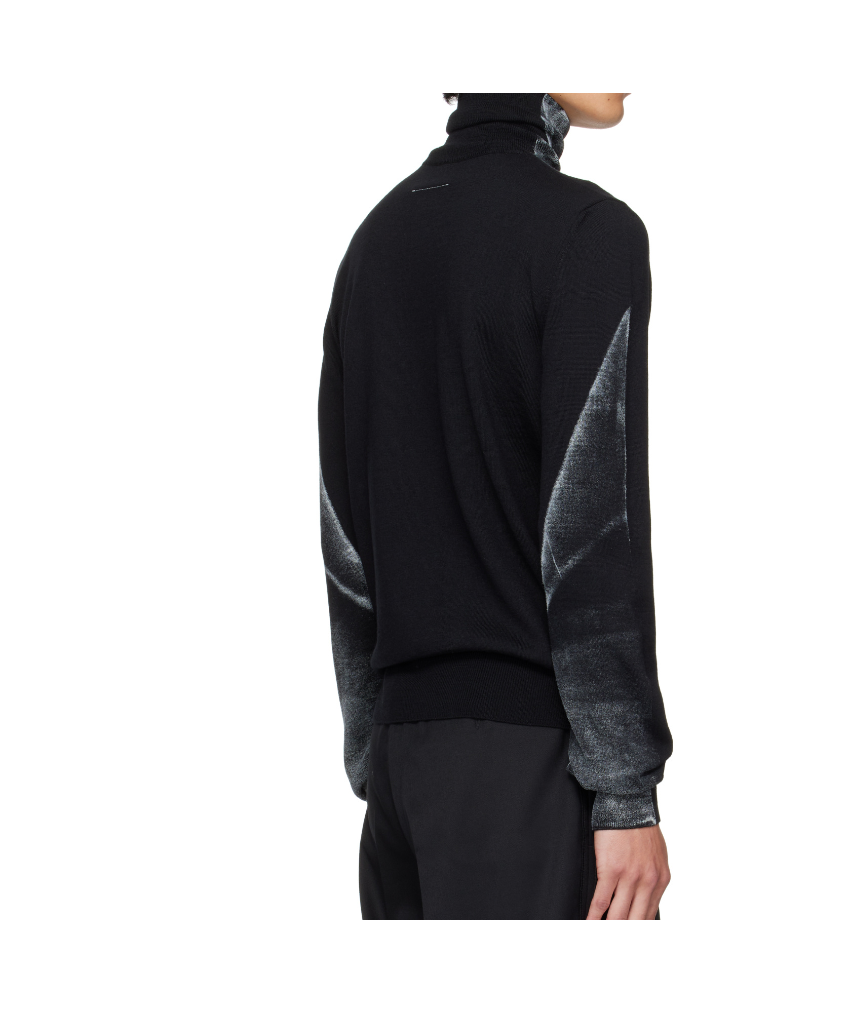 Mm6 Maison Margiela Black Folded Printed 14 Gauge Sweater In Black