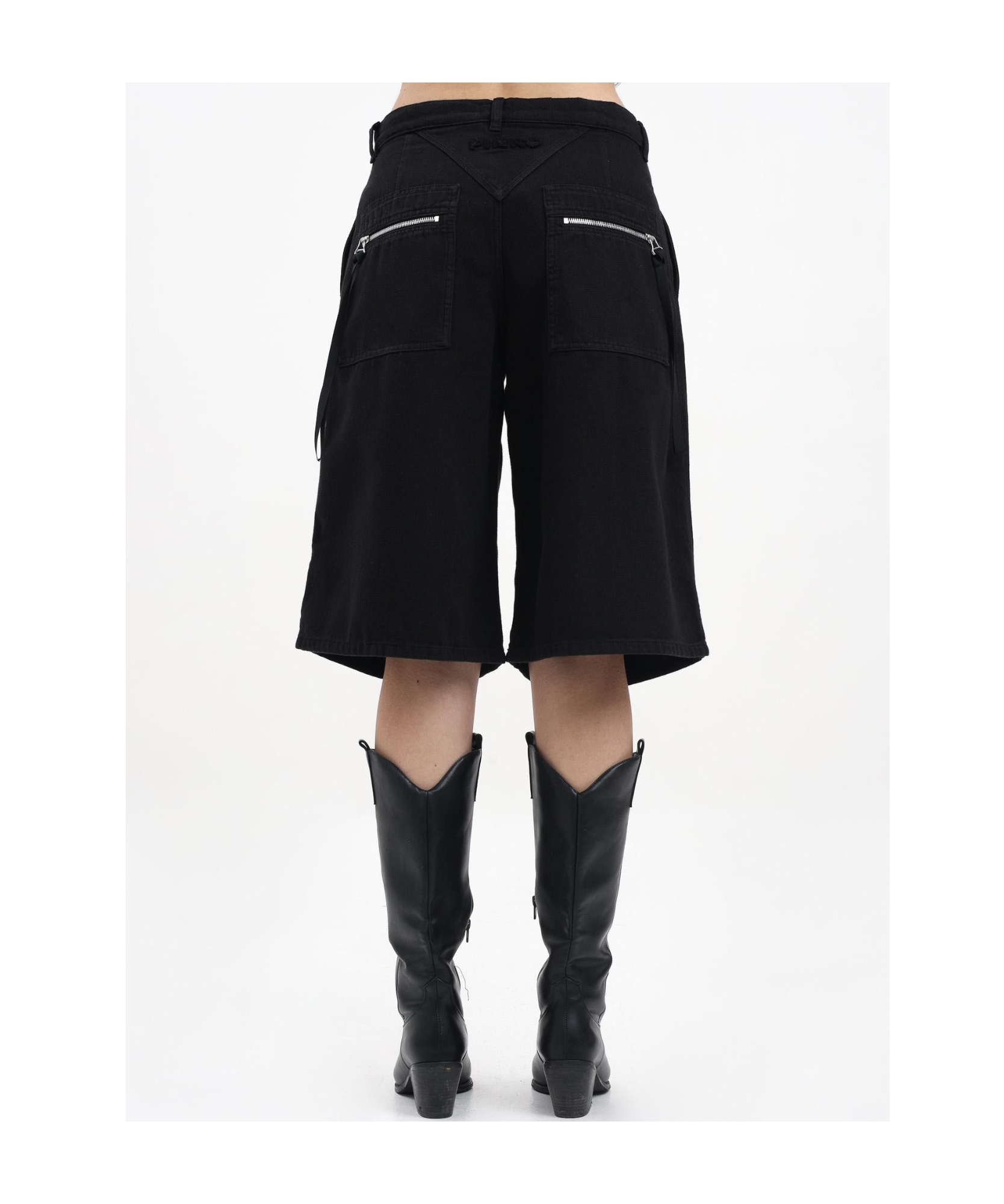 Pinko Wide Cotton Bermuda Shorts With Pockets