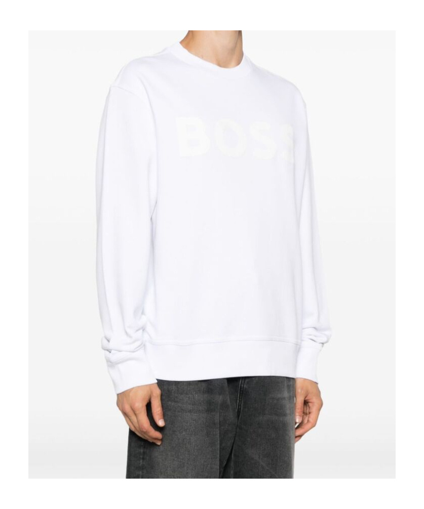 Hugo Boss Rubberised-logo Sweatshirt In White