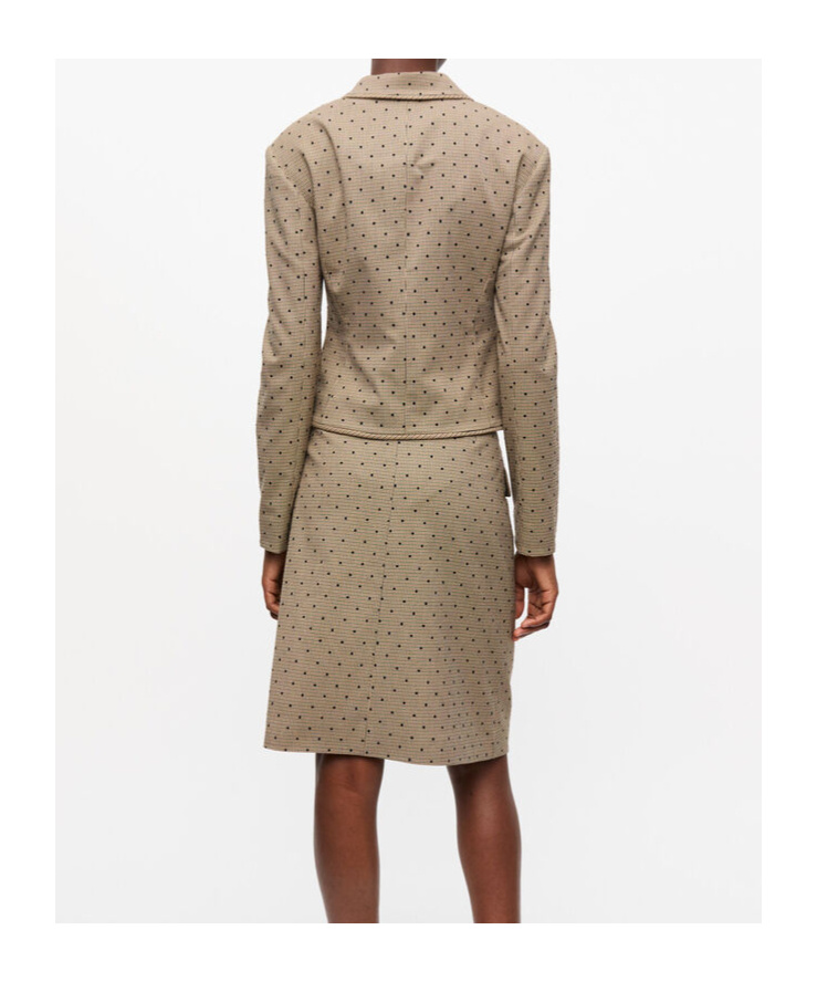 Ganni Flock Check Suiting Blazer In Gray