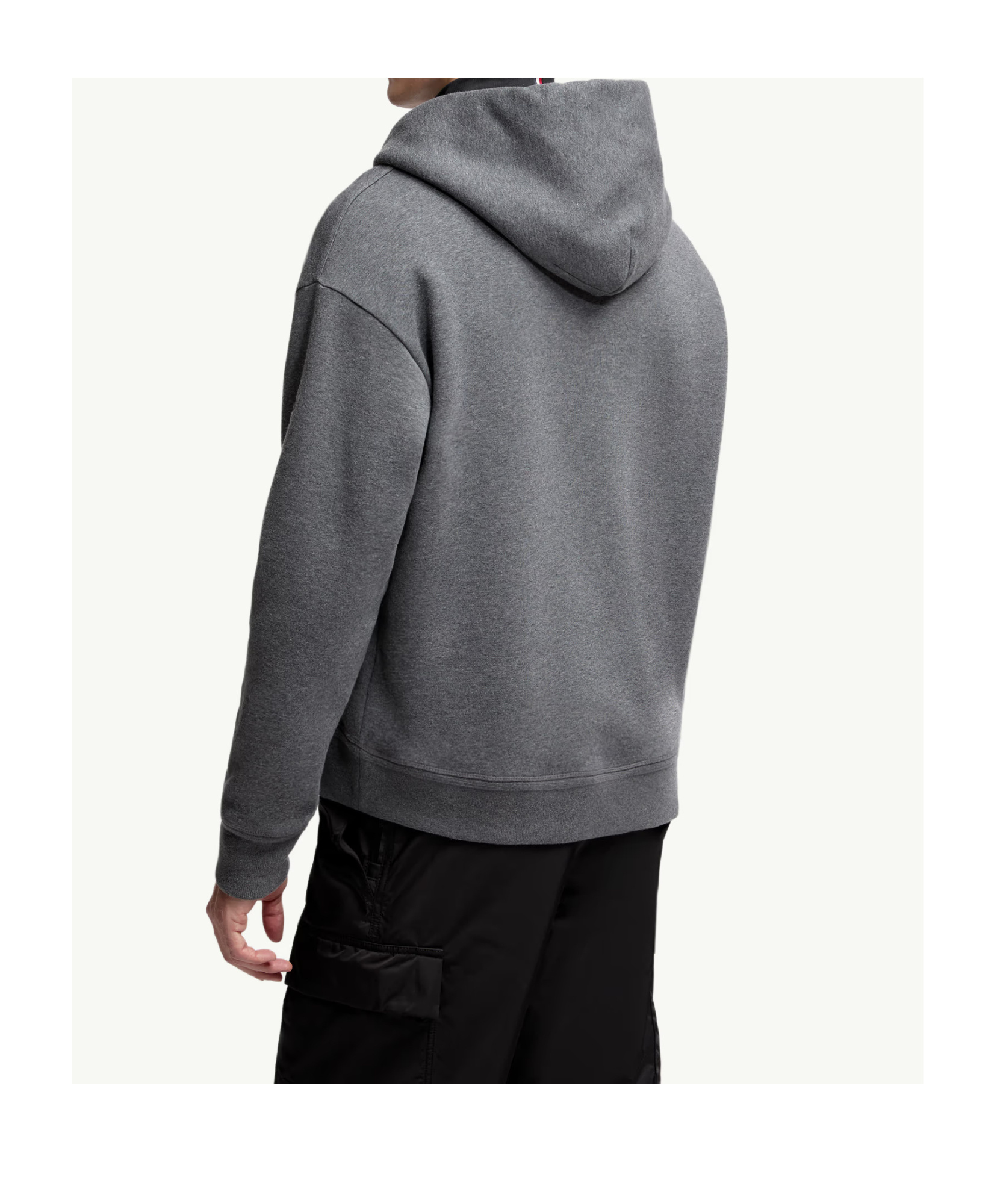 Moncler Mountain Logo Cotton Blend Hoodie In Gray