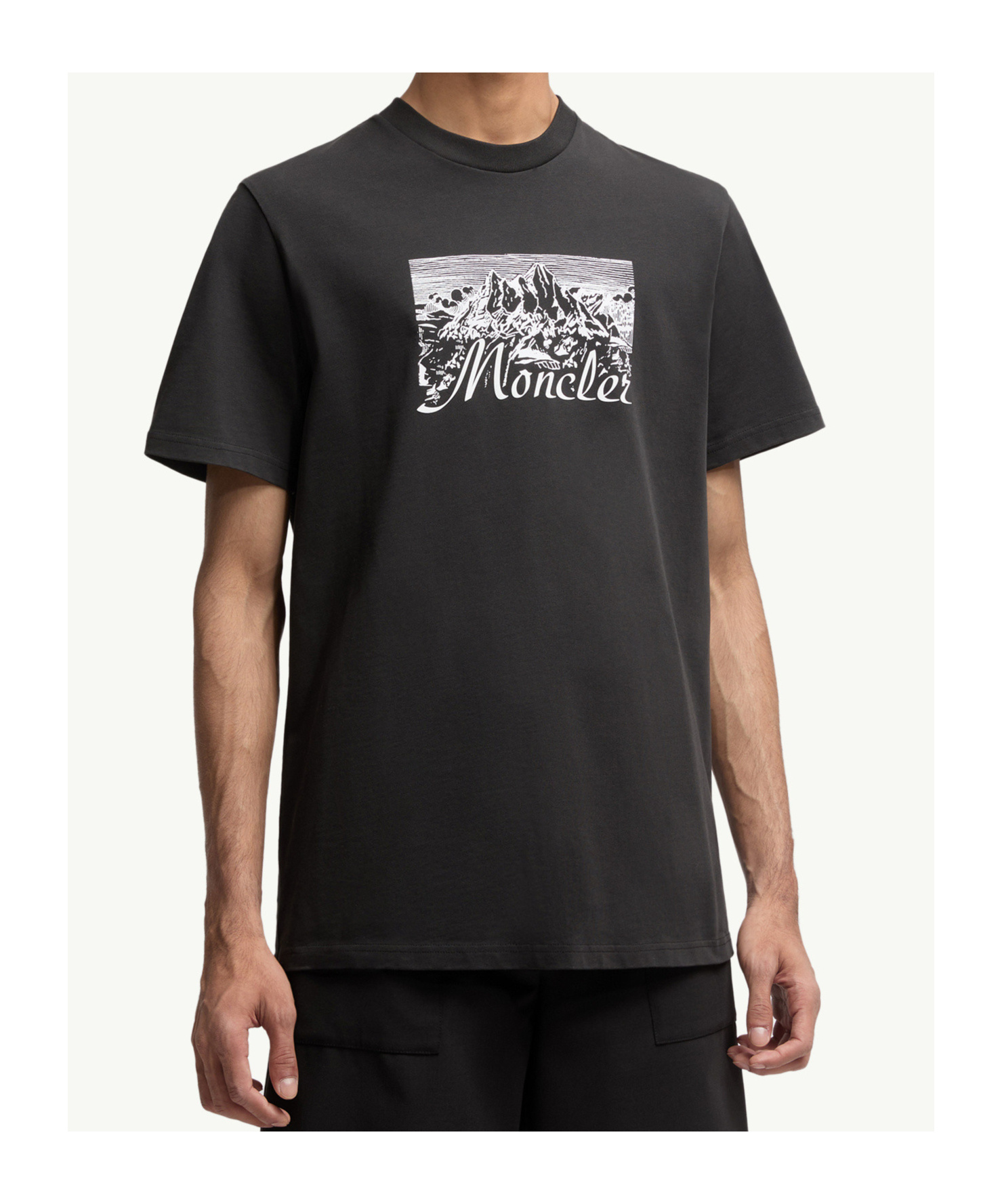 Moncler Graphic Mountain Print Short Sleeve T-shirt In Black
