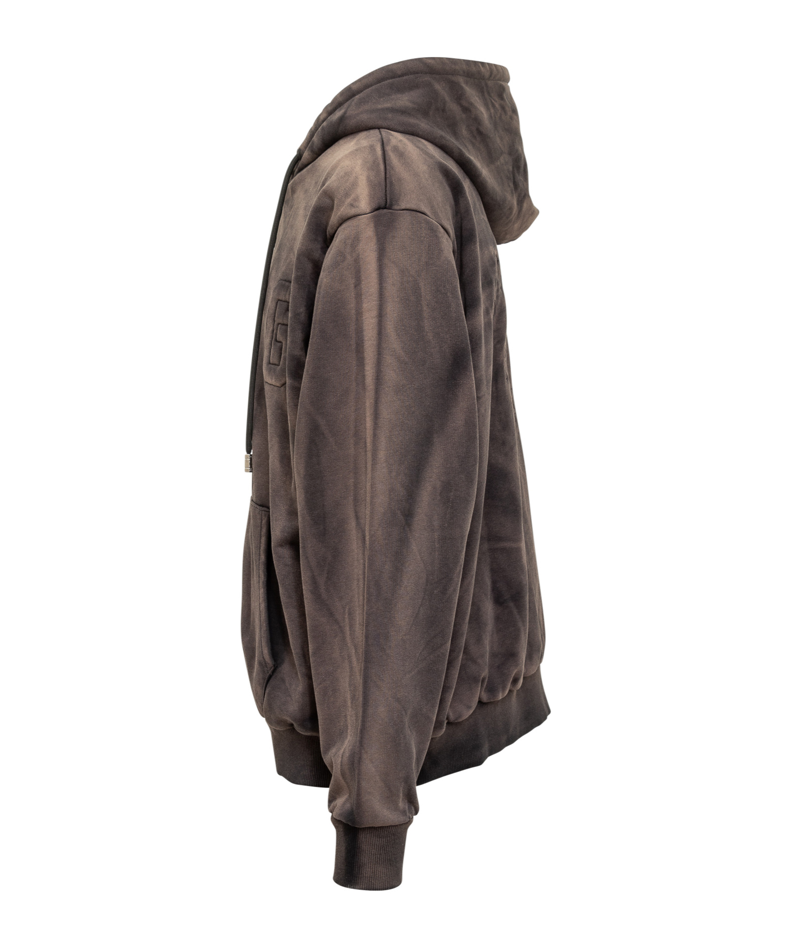 Gcds Faded Zip Up Hoodie In Brown