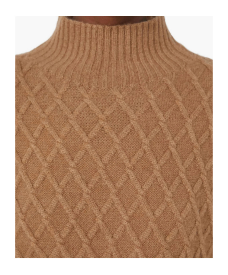 Max Mara Camel Fur Jacquard Rollneck Sweater In Brown