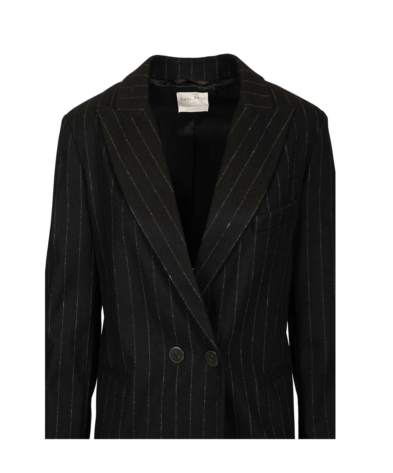 Forte Forte Pinstripe Double-breasted Blazer In Black