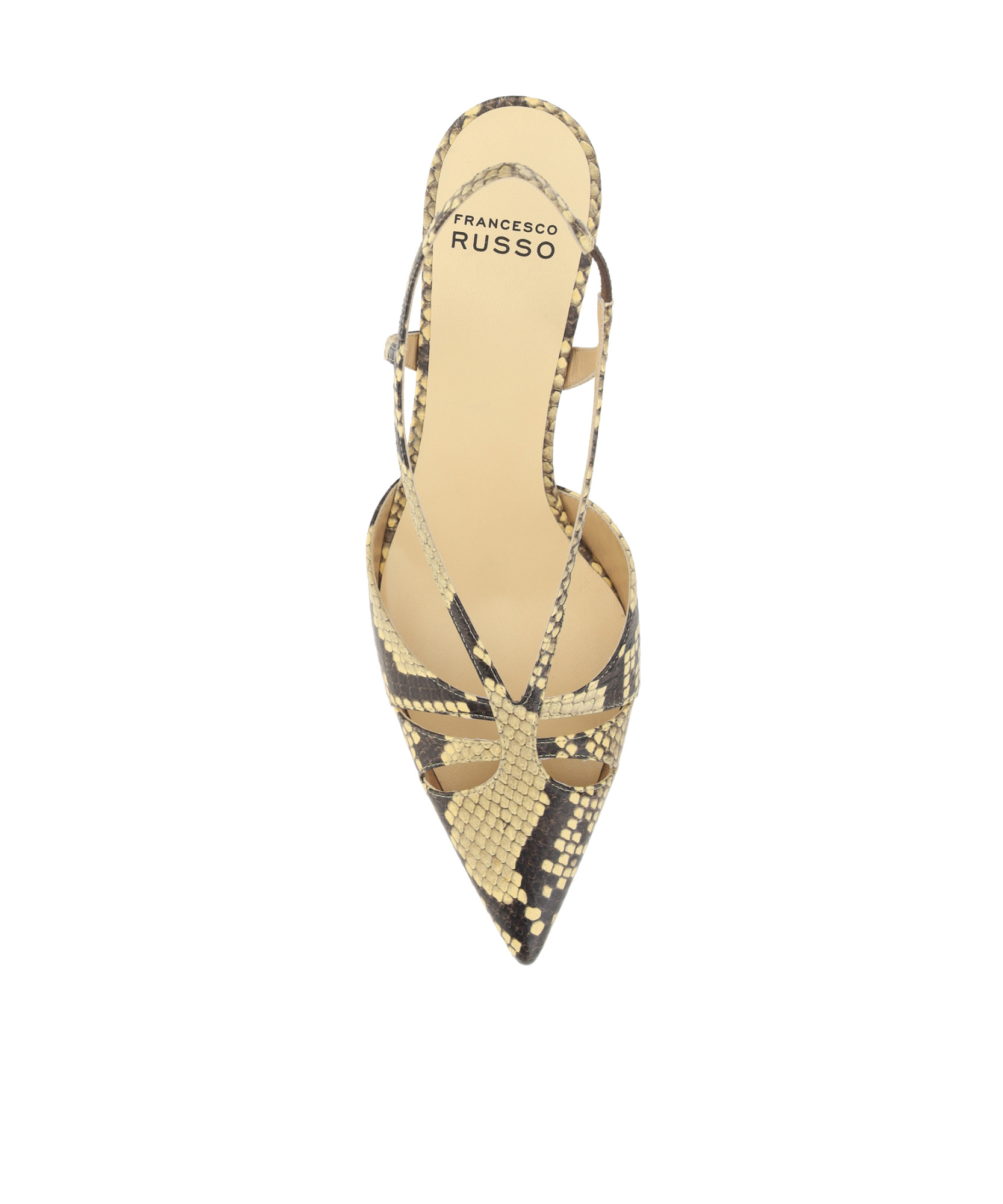Francesco Russo Pointed Toe Sandals With Crisscross Straps In Nude