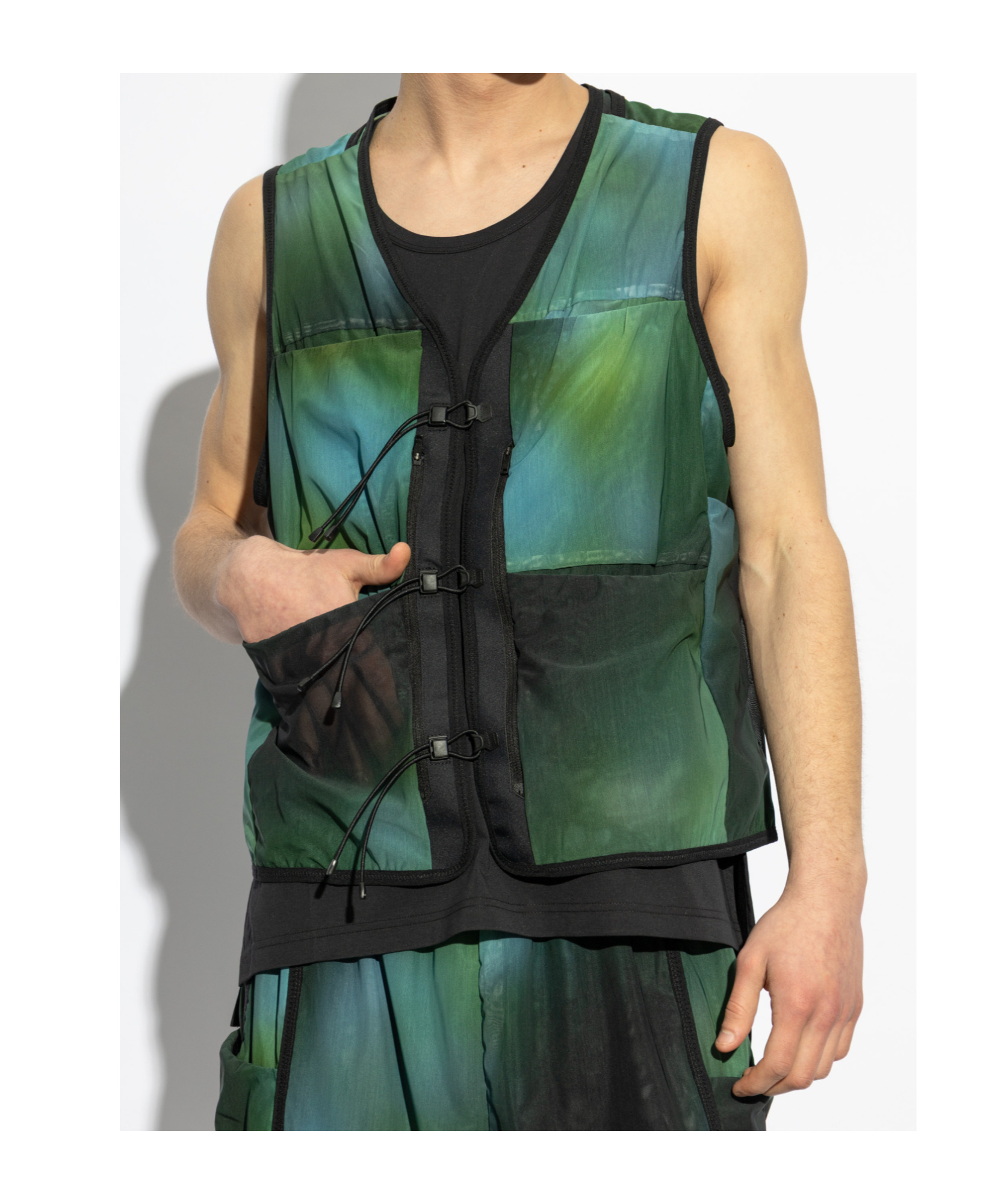 Y-3 All-over Print Mesh Vest In Green