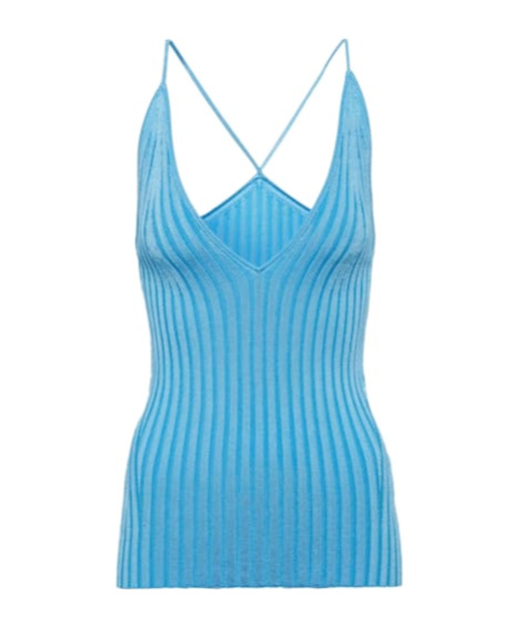 Galvan Rhea Ribbed-knit Tank Top In Blue