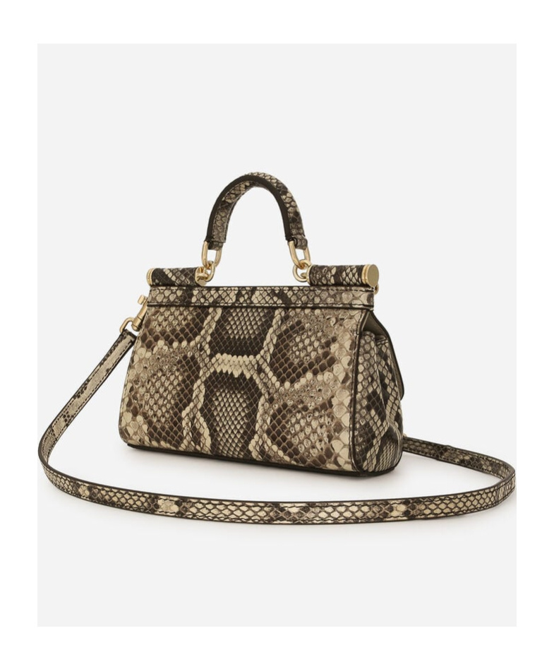 Dolce & Gabbana Dolce  Gabbana Small Logo Plaque Embossed Sicily Handbag In Nude