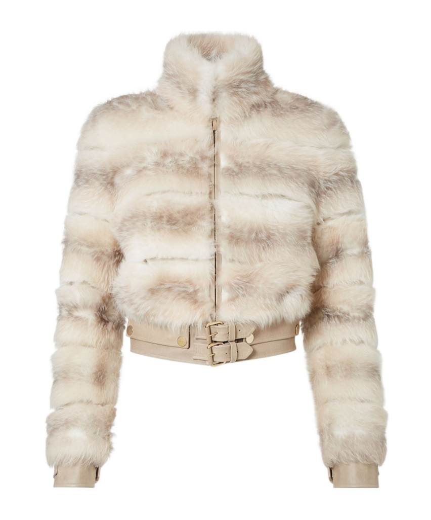 Fendi White Dorsato Shearling Jacket In White