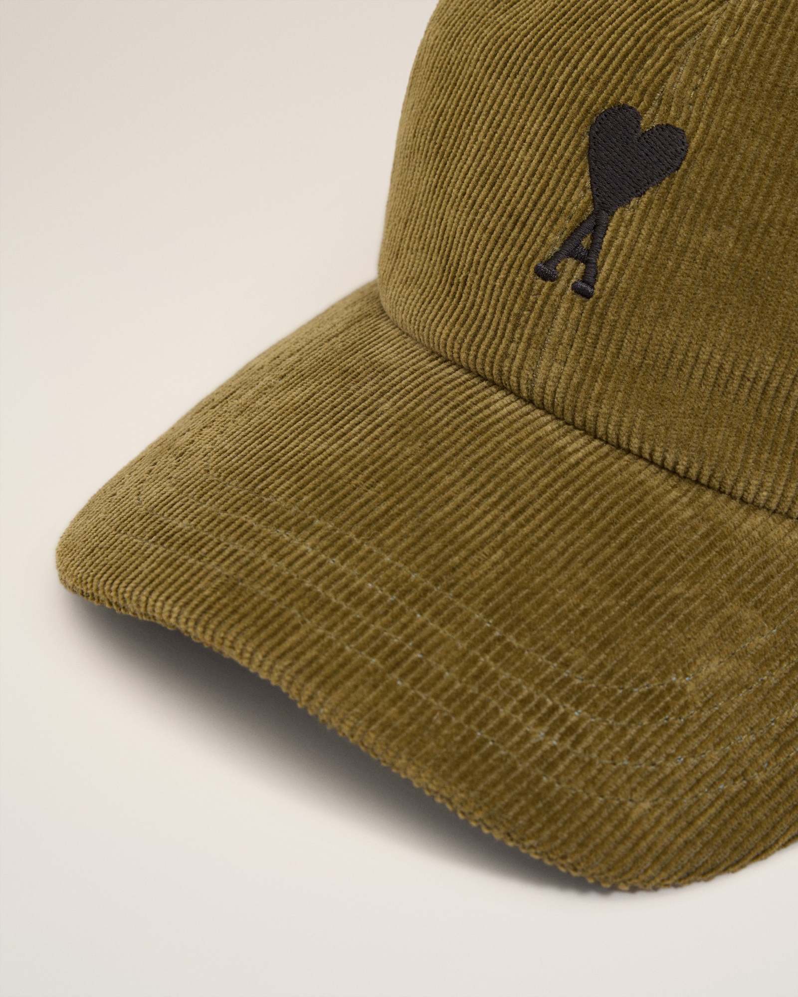 Ami Alexandre Mattiussi Green Cotton Ami De Coeur Corduroy Cap Green In Green