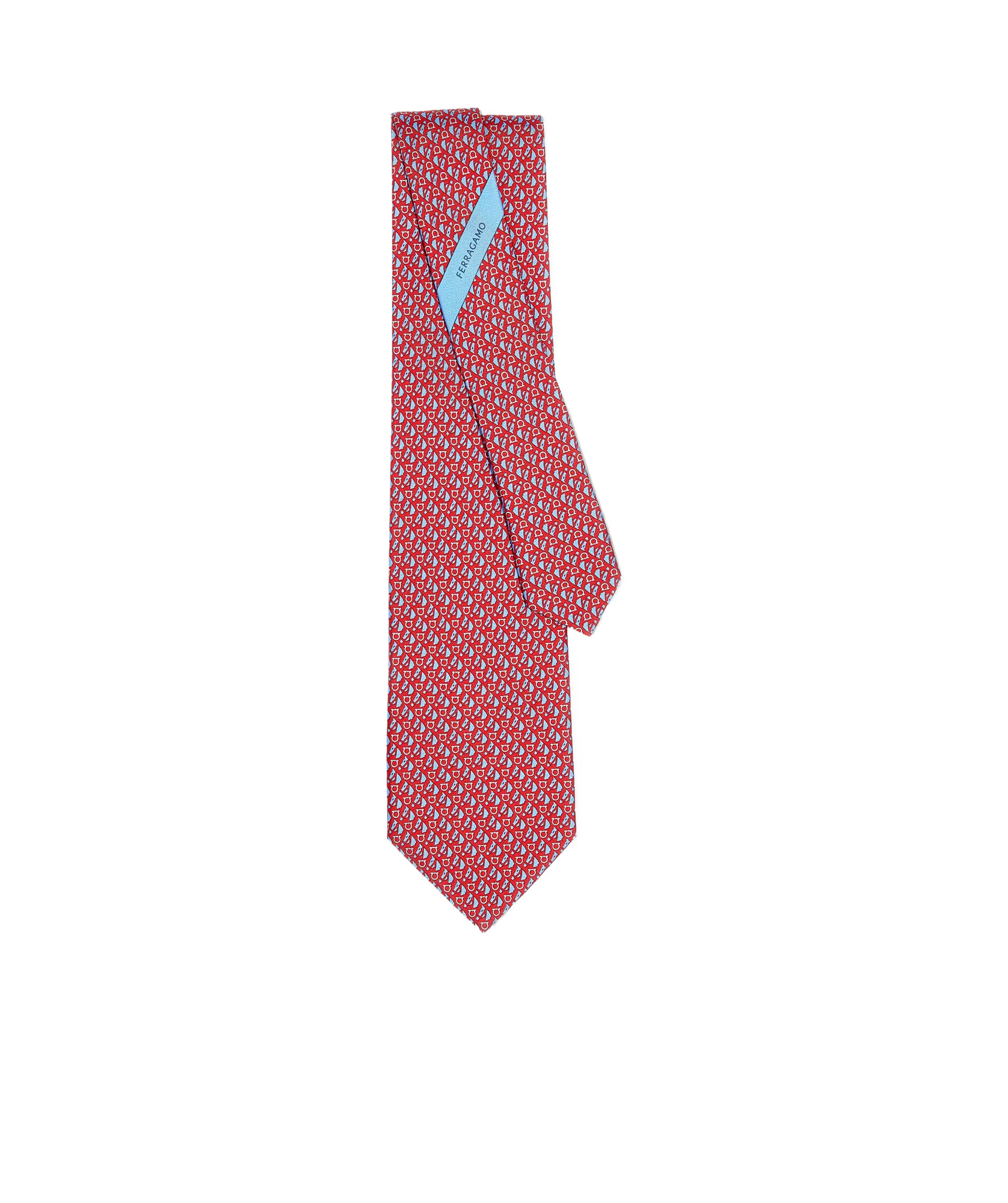 Ferragamo Varenne Equestrian Print Silk Tie In Red