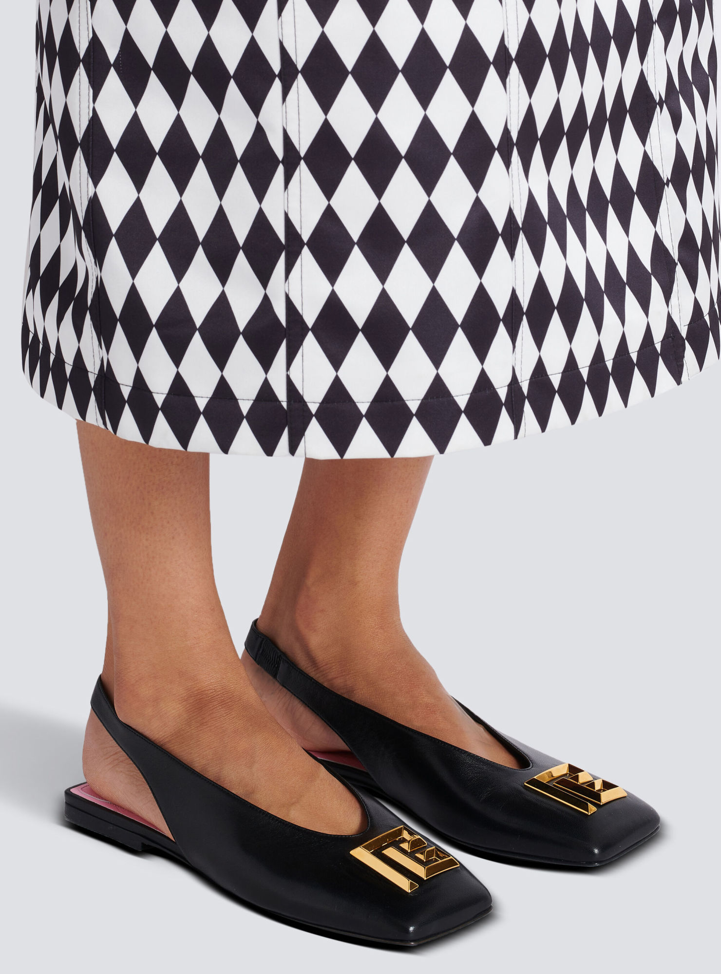 Balmain Flat Eden Slingbacks In Lambskin Leather In Black