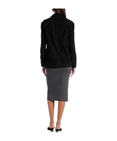 Nour Hammour Solid Suede Blazer In Black