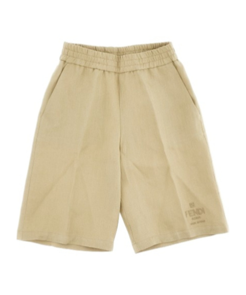 Fendi Logo-embroidered Shorts In Beige