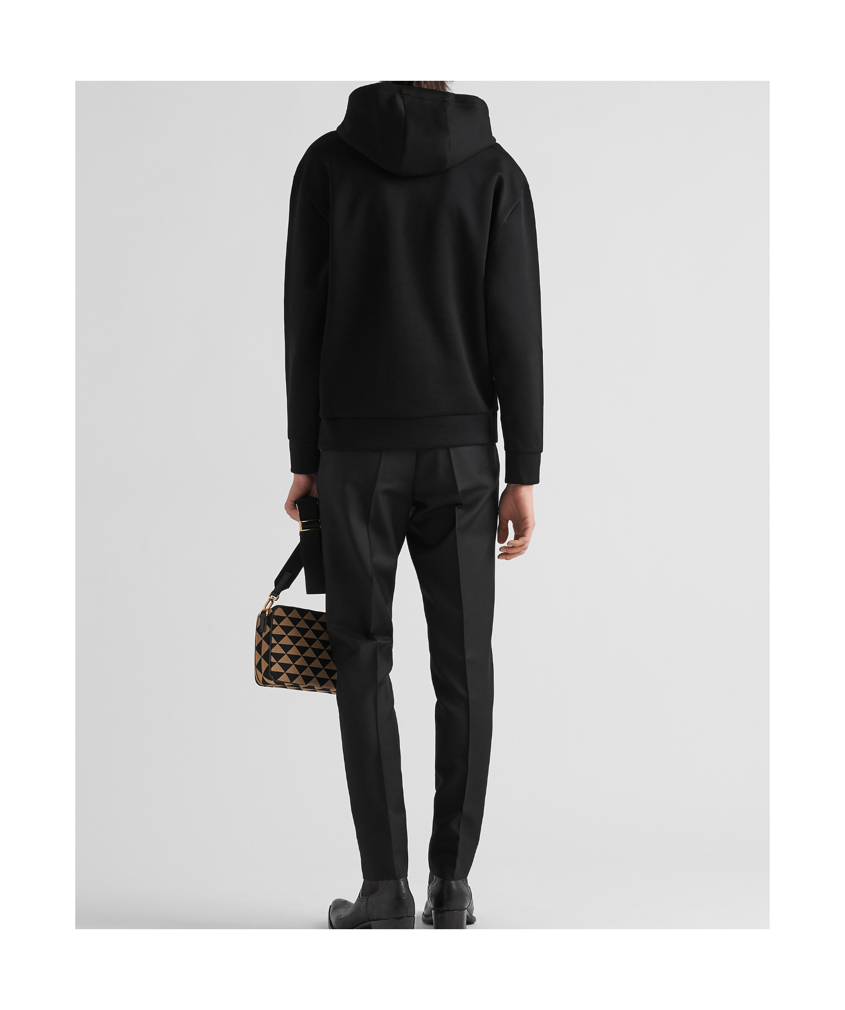 Prada Black Cotton Blend Sweatshirt In Black