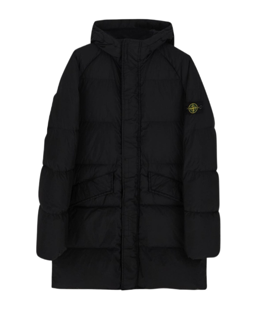 Stone Island Compass-motif Padded Coat In Black