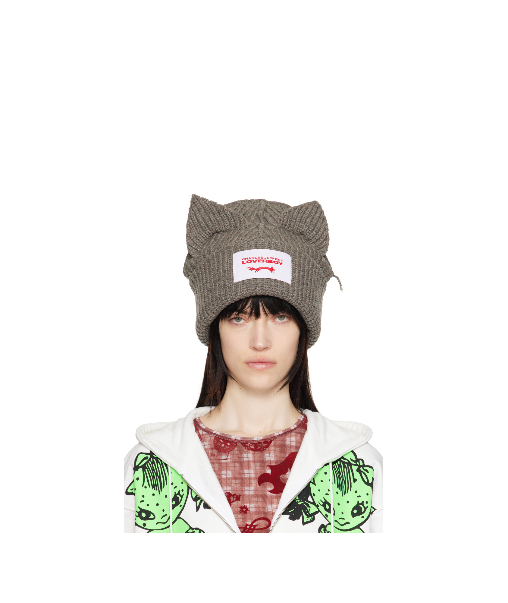 Charles Jeffrrey Loverboy Supersized Chunky Ears Beanie In Grey