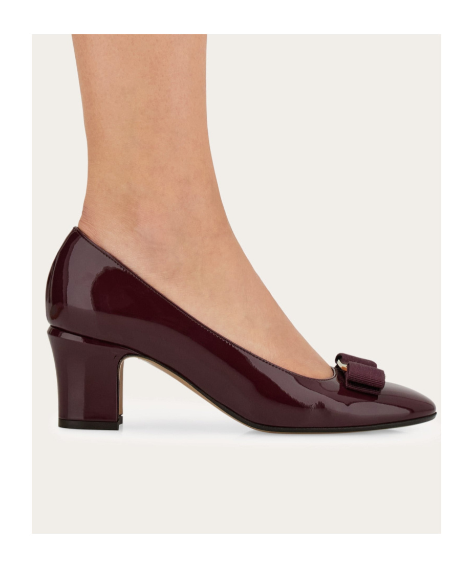 Ferragamo Vara Bow Block Heel Pump In Purple