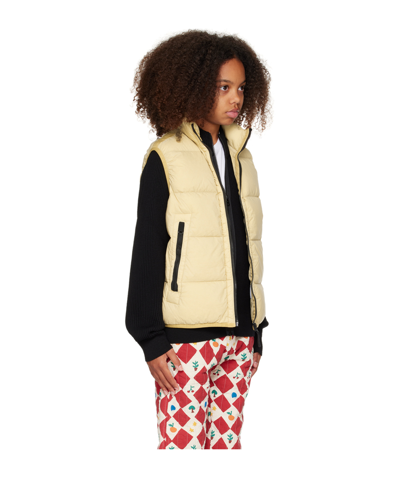 Stone Island Kids Beige Zip Down Vest In Nude