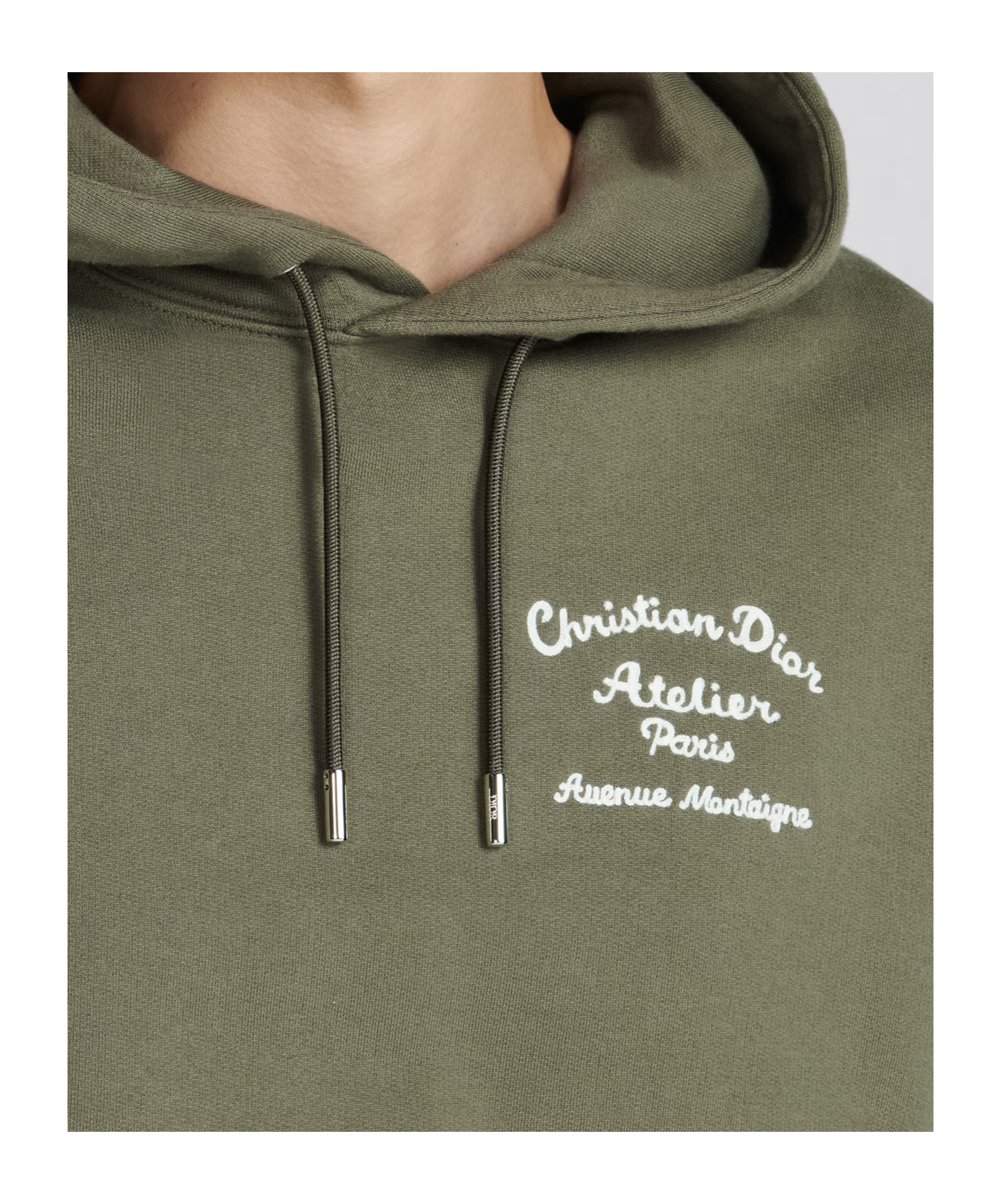 Dior Embroidery Hooded Hoodie In Green