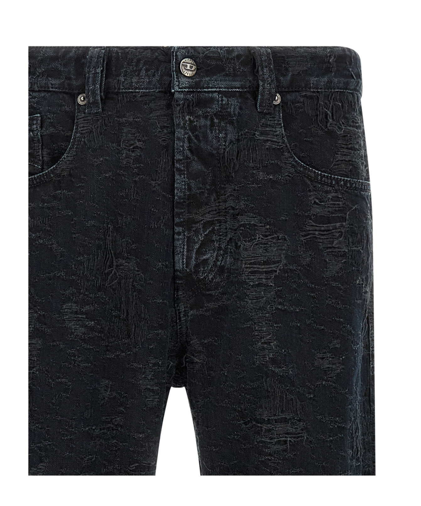 Diesel Distressed Five-pocket Jeans With Belt Loops In Black