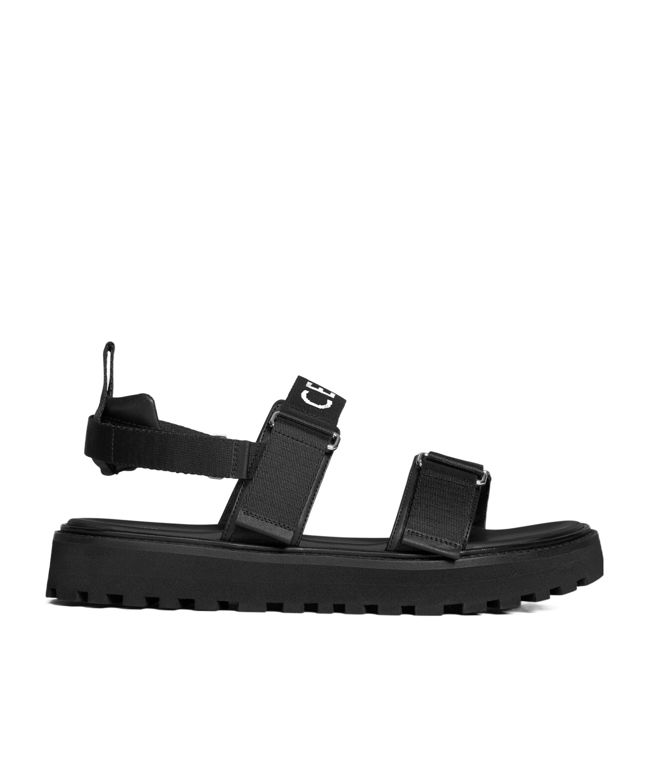 Celine Toe Flat Sole Buckle Detailing Sandals In Black