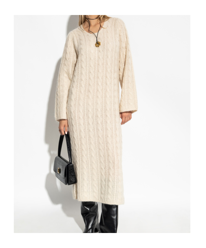 Shop By Malene Birger Cable-knit Midi Dress In Nude