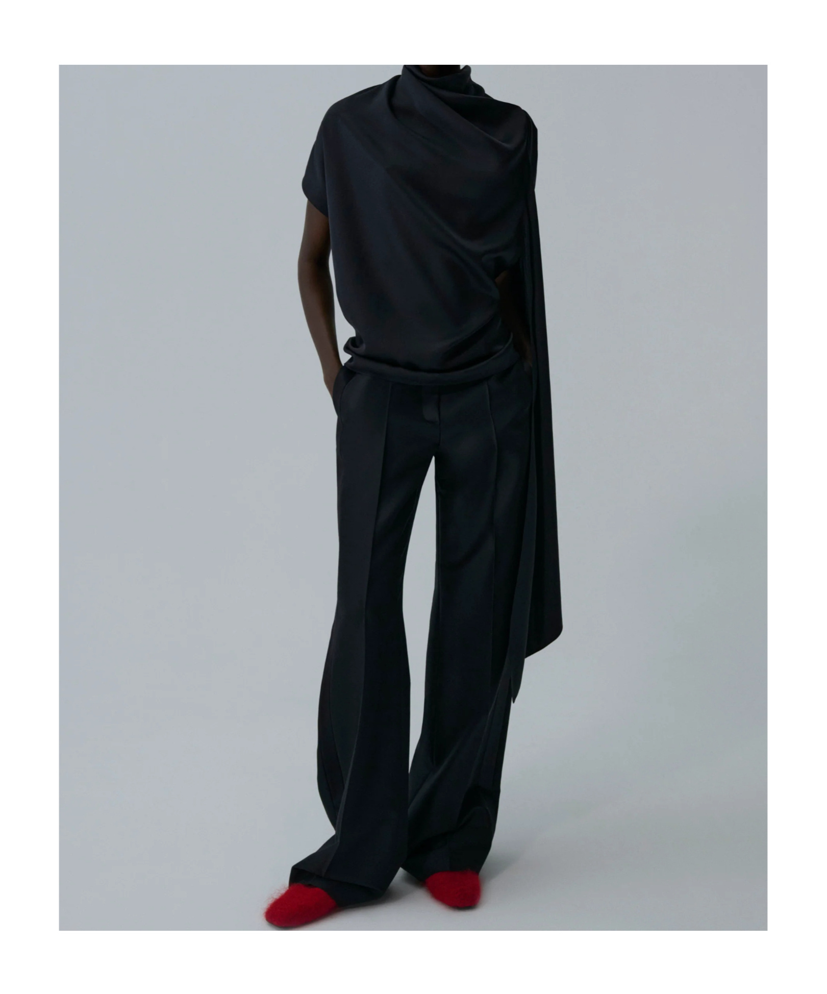 Magda Butrym Scarf-detail Asymmetric Blouse In Black