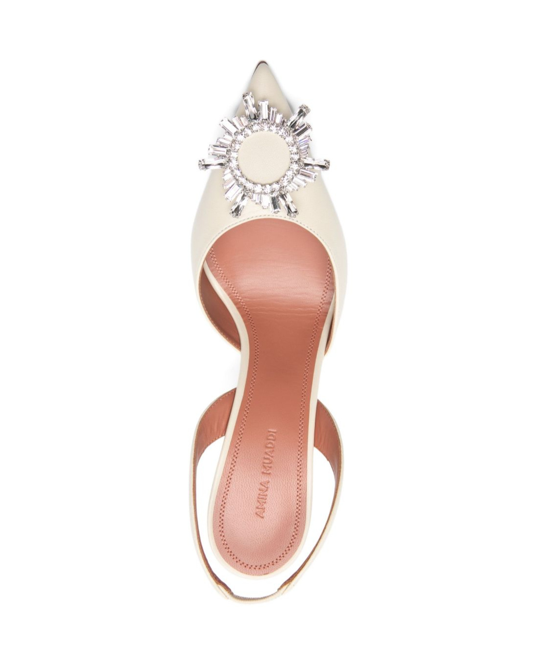 Amina Muaddi Slingback Pumps With Unique Heel Design In White