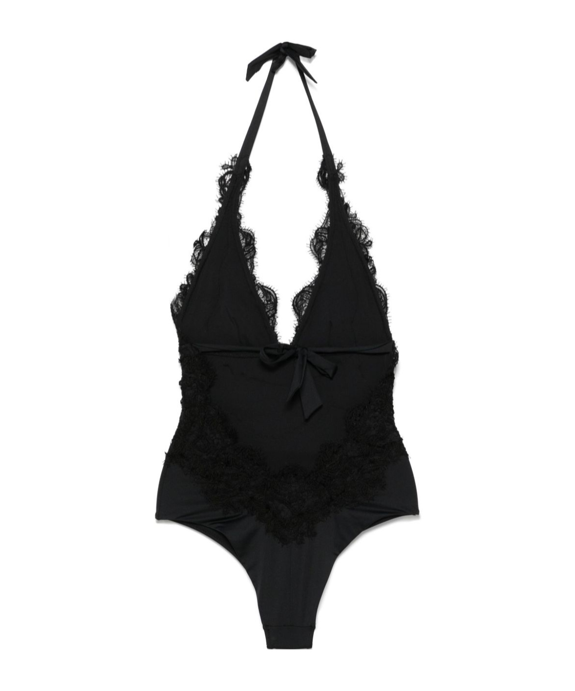 Ermanno Scervino Lace Detail V-neck Halter Swimsuit