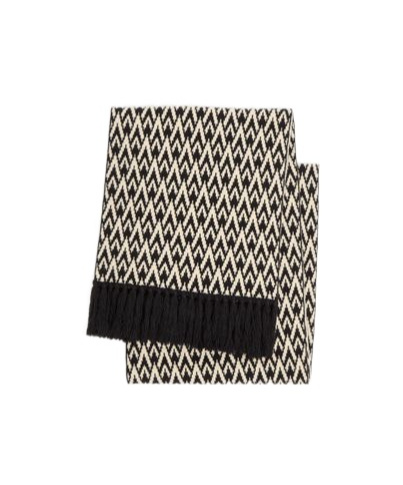 Valentino Knitted Wool Scarf In Black/cream