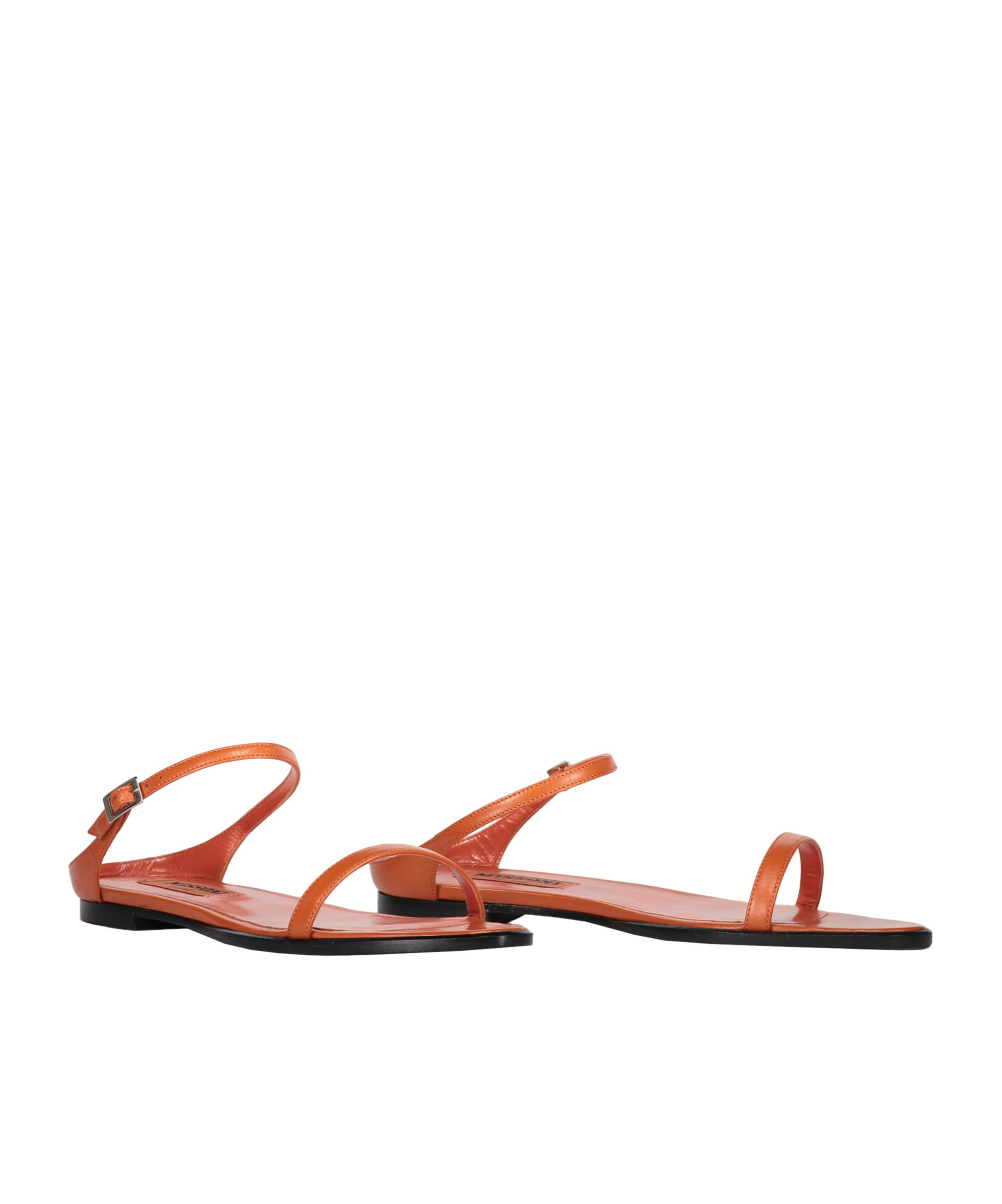Missoni Leather Flat Sandals In Brown