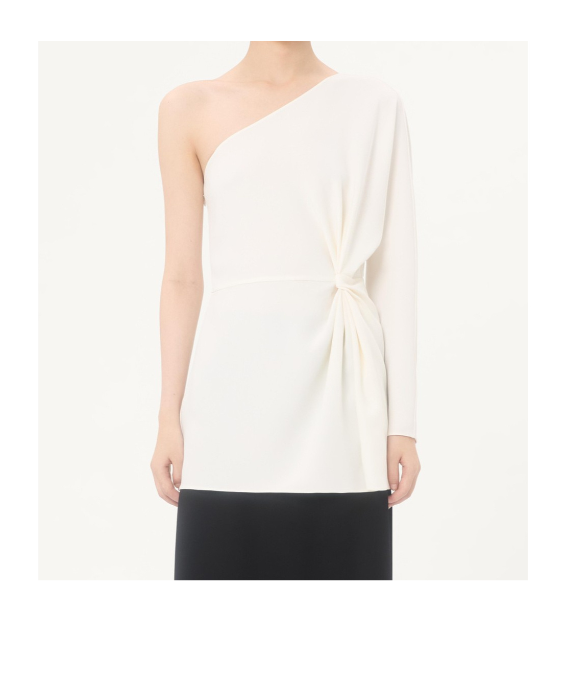 Valentino Asymmetric One-shoulder Silk-cady Mini Top In Neutral