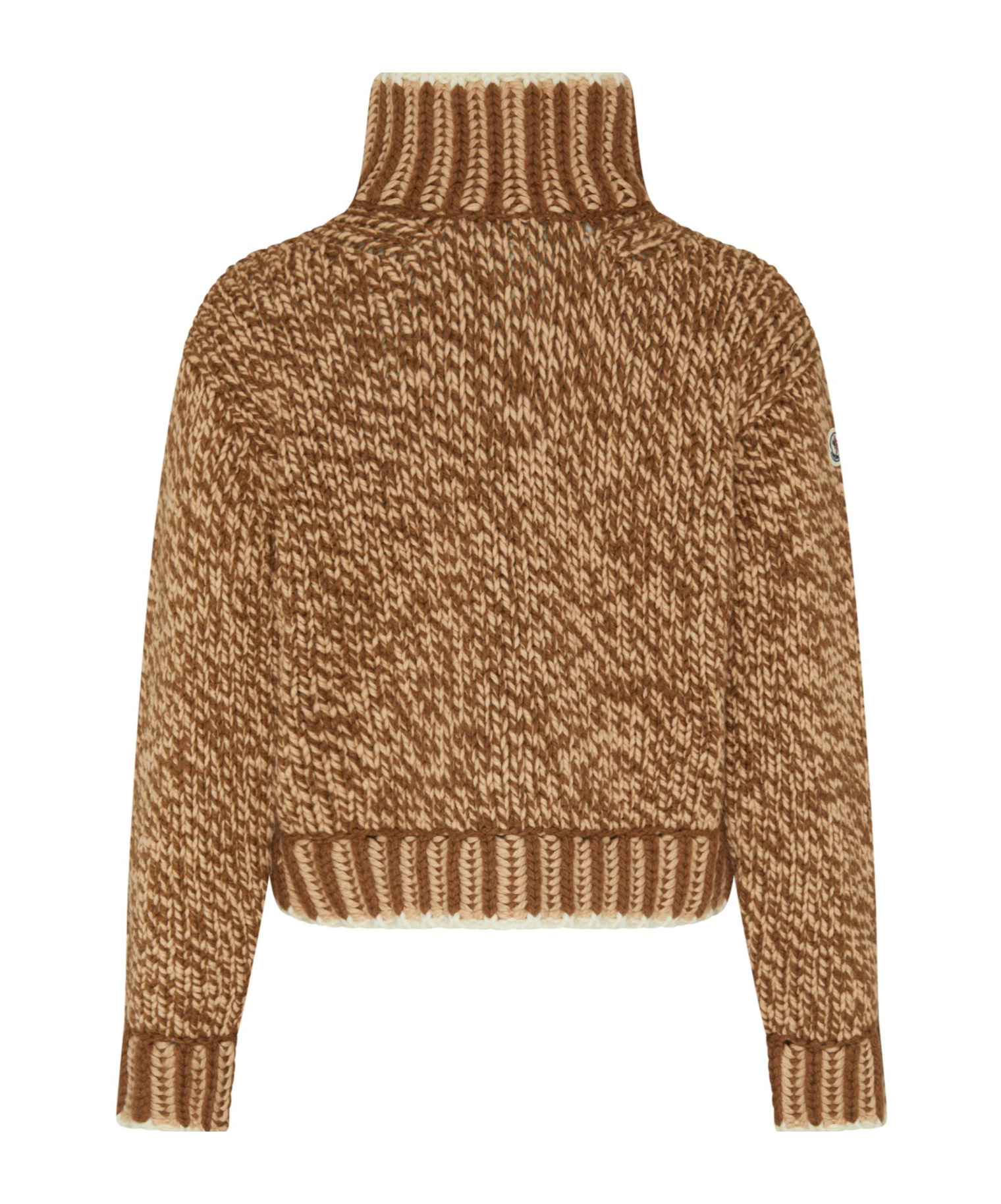 Moncler Patterned Wool Turtleneck Sweater In Caramel Color