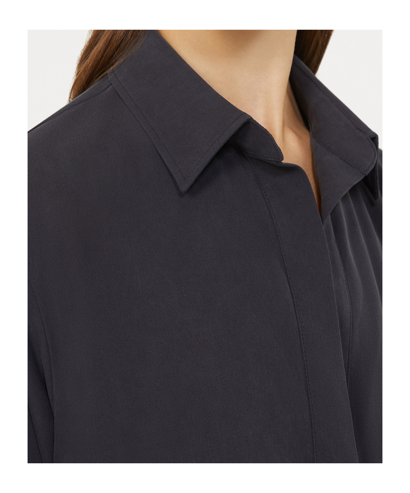 Max Mara Silk Canvas Shirt In Black