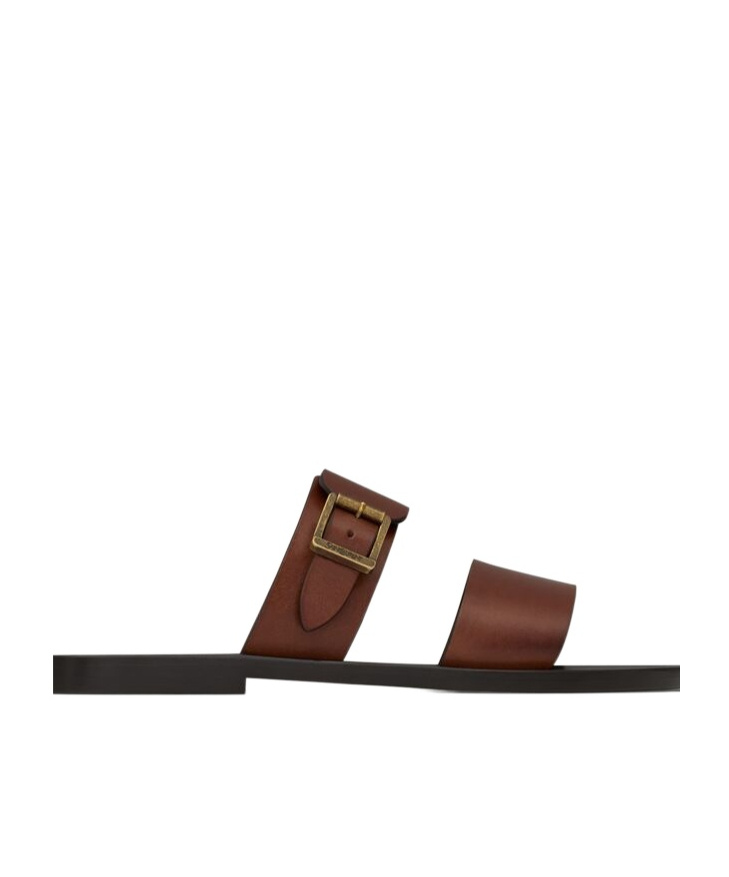 SAINT LAURENT IOS SLIDES IN SMOOTH LEATHER