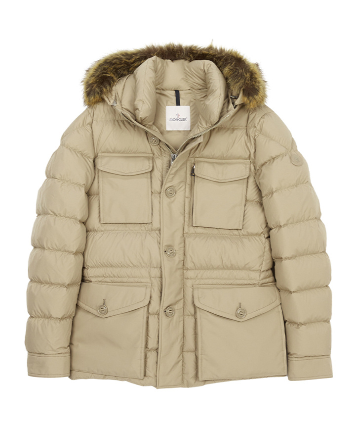 Moncler Hooded Down Jacket In Nude