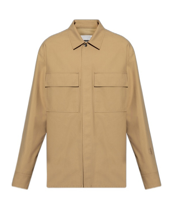 Jil Sander Embroidered-logo Shirt Jacket In Nude