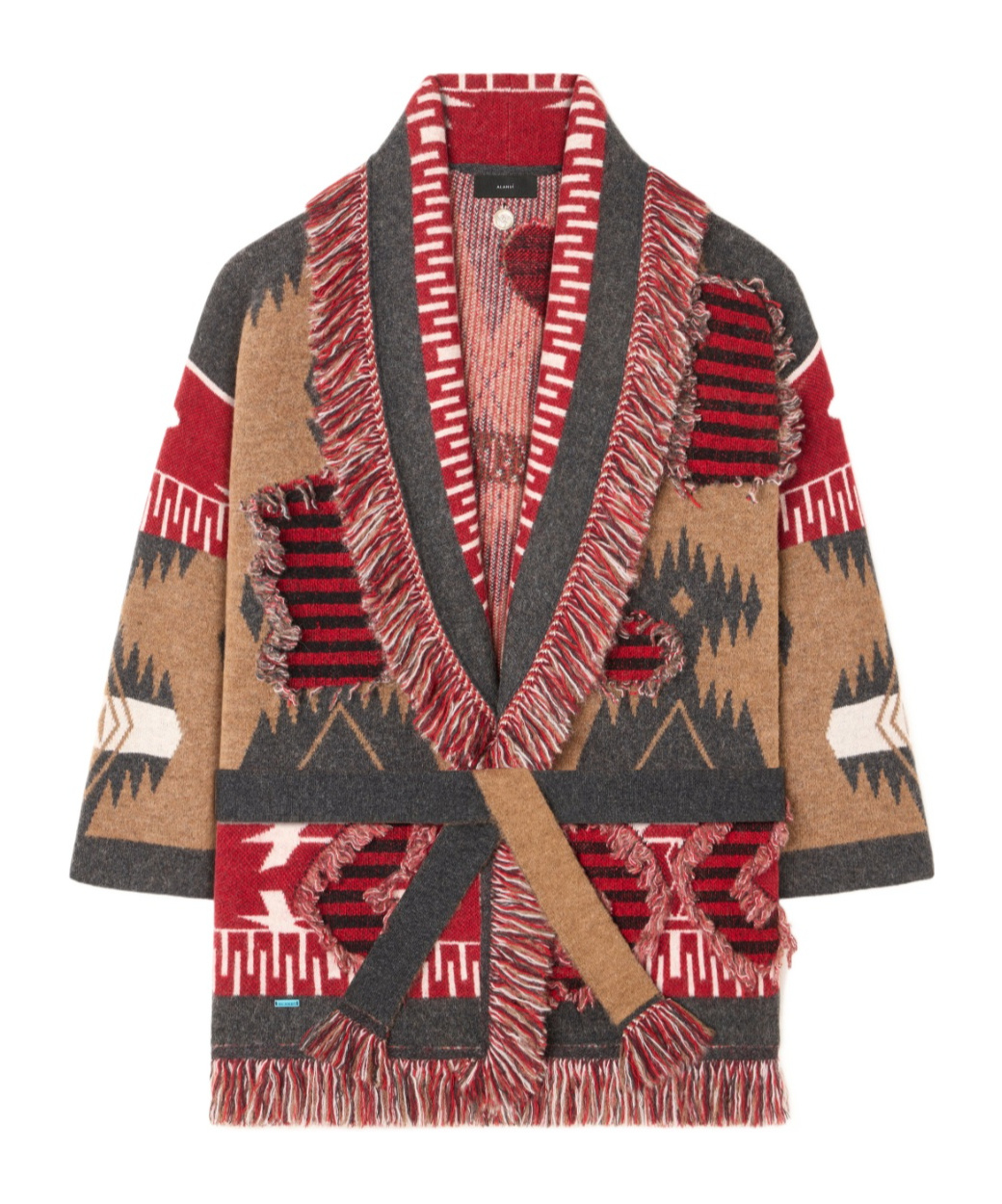 Alanui Grunge Anthem Fringed Patterned Coat In Multi