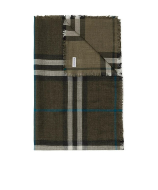 Burberry Reversible Check Wool Silk Scarf In Green