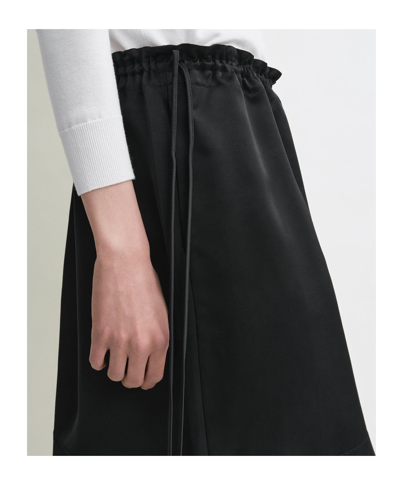 Totême Black Drawstring Satin Miniskirt In Black