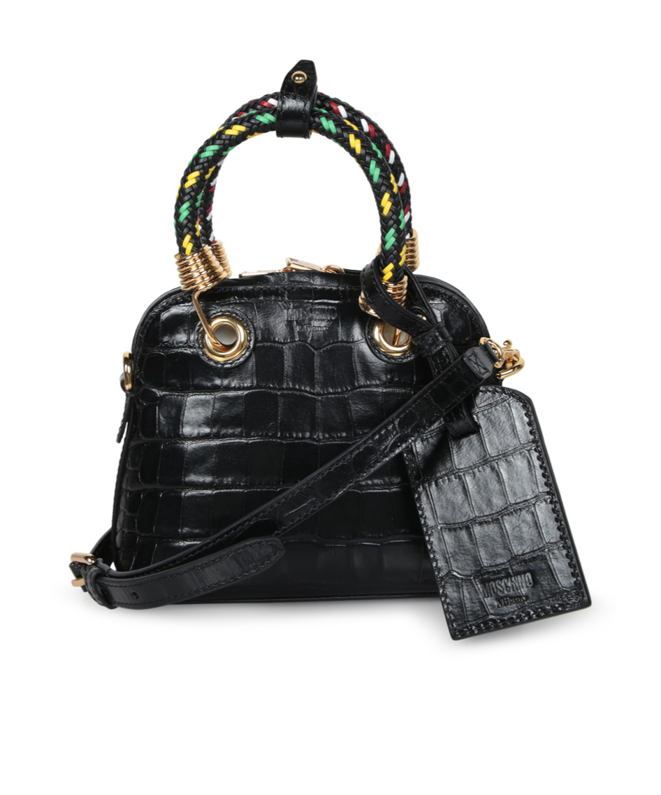 Moschino Crocodile-effect Tote Bag In Black