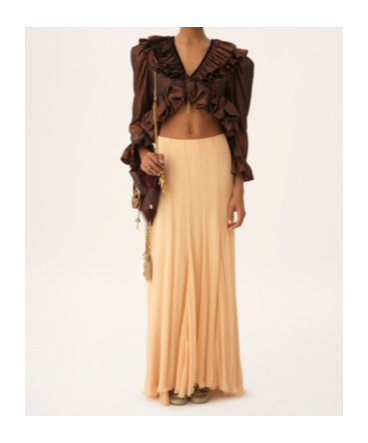 Chloé Fluid Maxi Skirt In Silk Mousseline In Pink