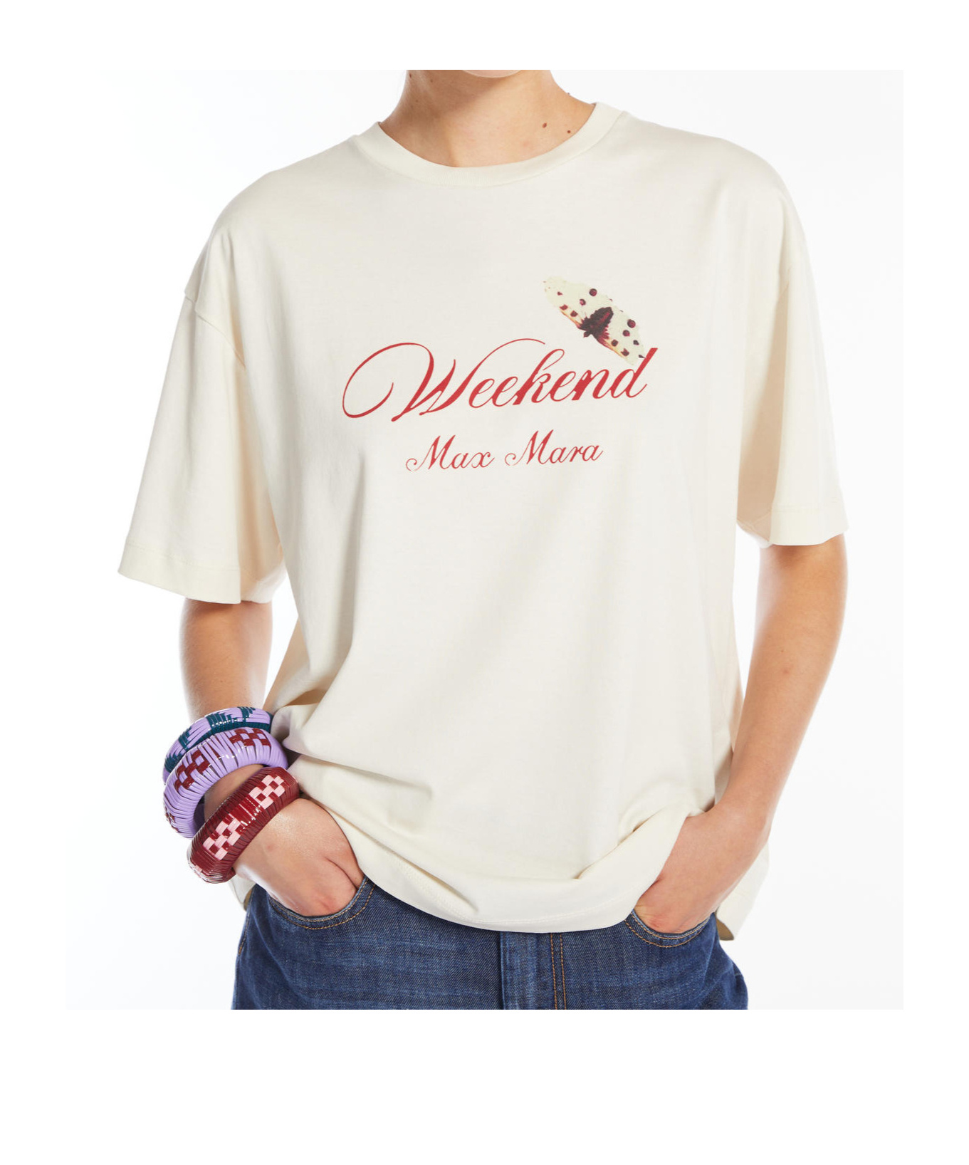 Weekend Max Mara Item O-neck Short-sleeved T-shirt In White