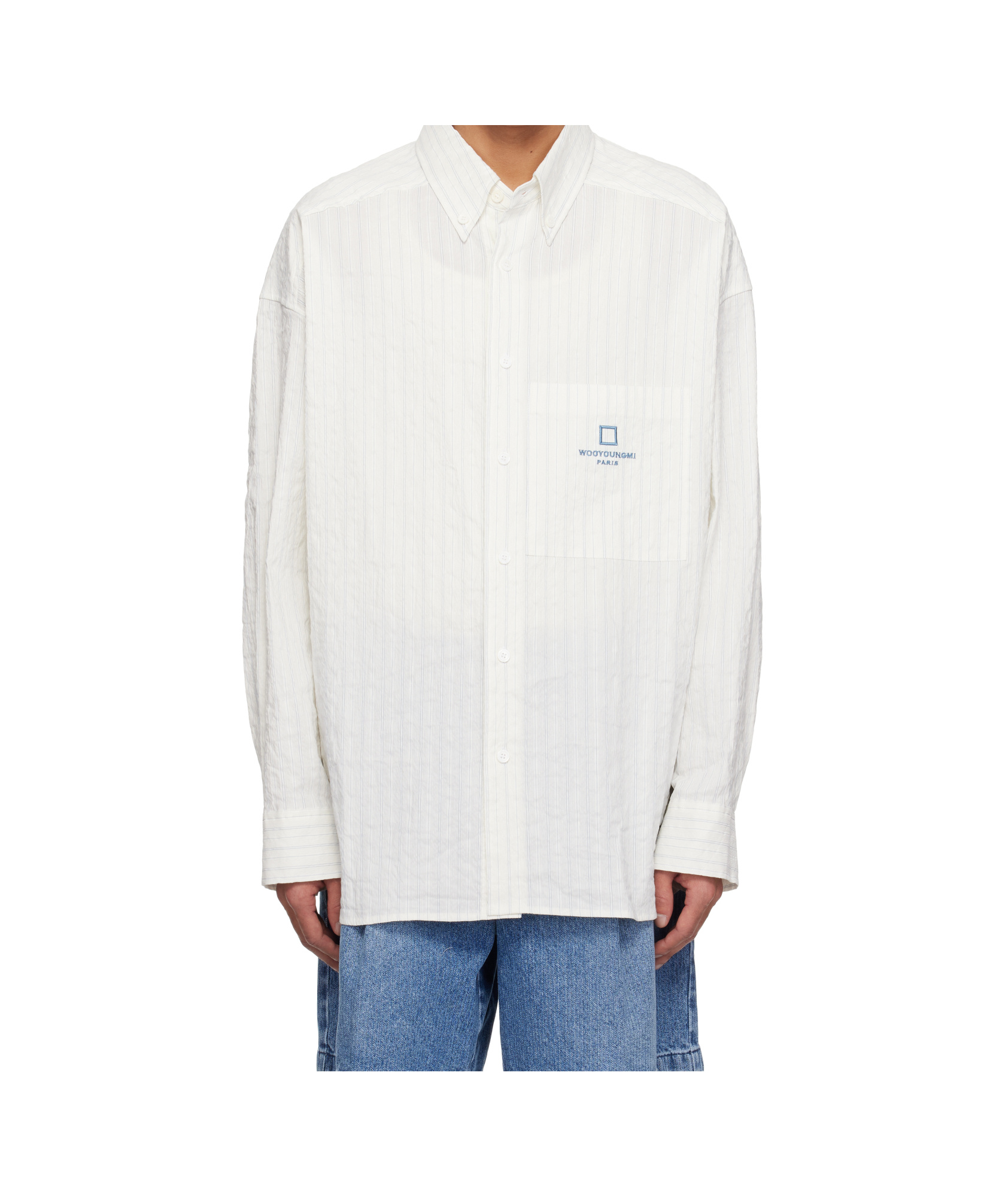 Wooyoungmi Off-white Linen Striped Shirt In White