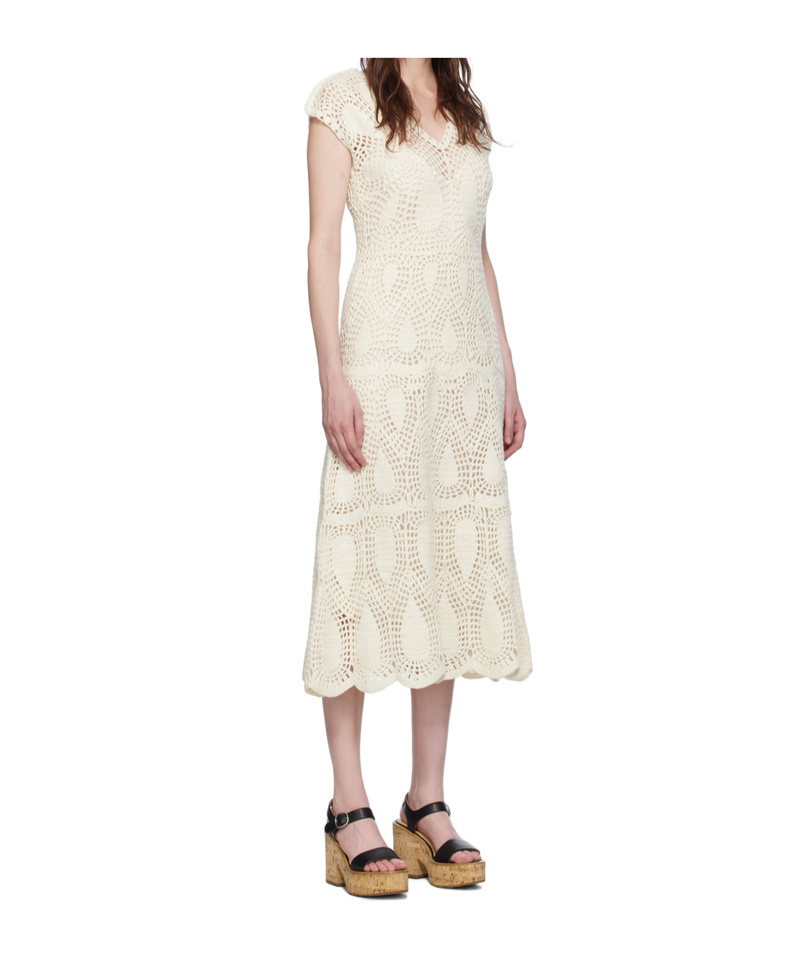 Gabriela Hearst Waldman Crochet Wool And Cashmere Maxi Dress In White